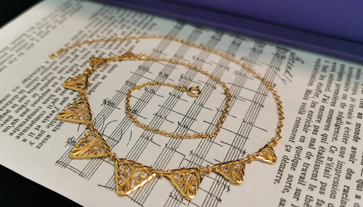 18K Edwardian Drapery Necklace 1900 Antique Drapery Necklace Antique French Gold Filigree Chain gift for her