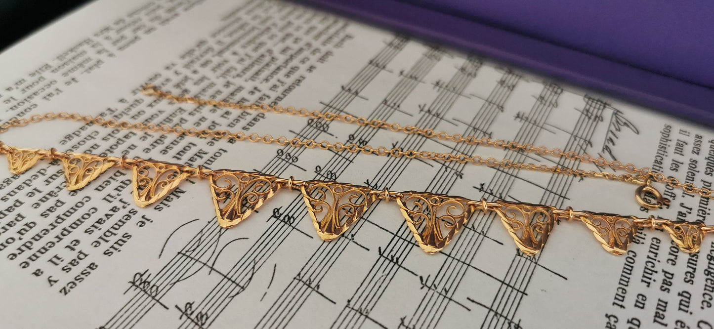 18K Edwardian Drapery Necklace 1900 Antique Drapery Necklace Antique French Gold Filigree Chain gift for her