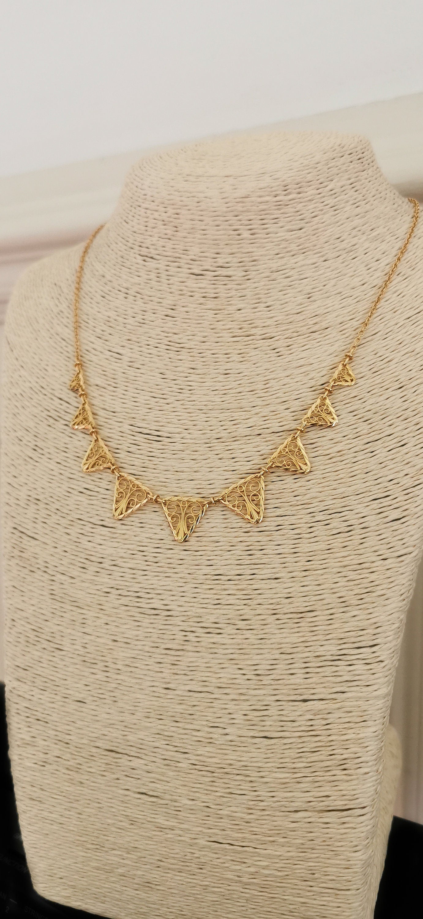 18K Edwardian Drapery Necklace 1900 Antique Drapery Necklace Antique French Gold Filigree Chain gift for her