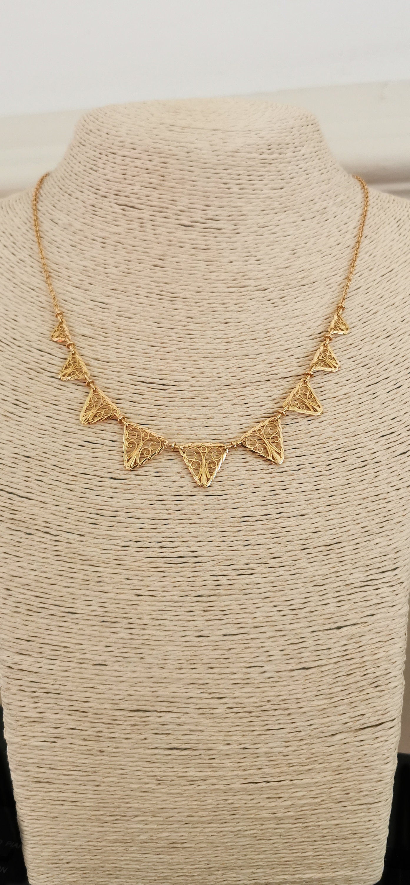 18K Edwardian Drapery Necklace 1900 Antique Drapery Necklace Antique French Gold Filigree Chain gift for her