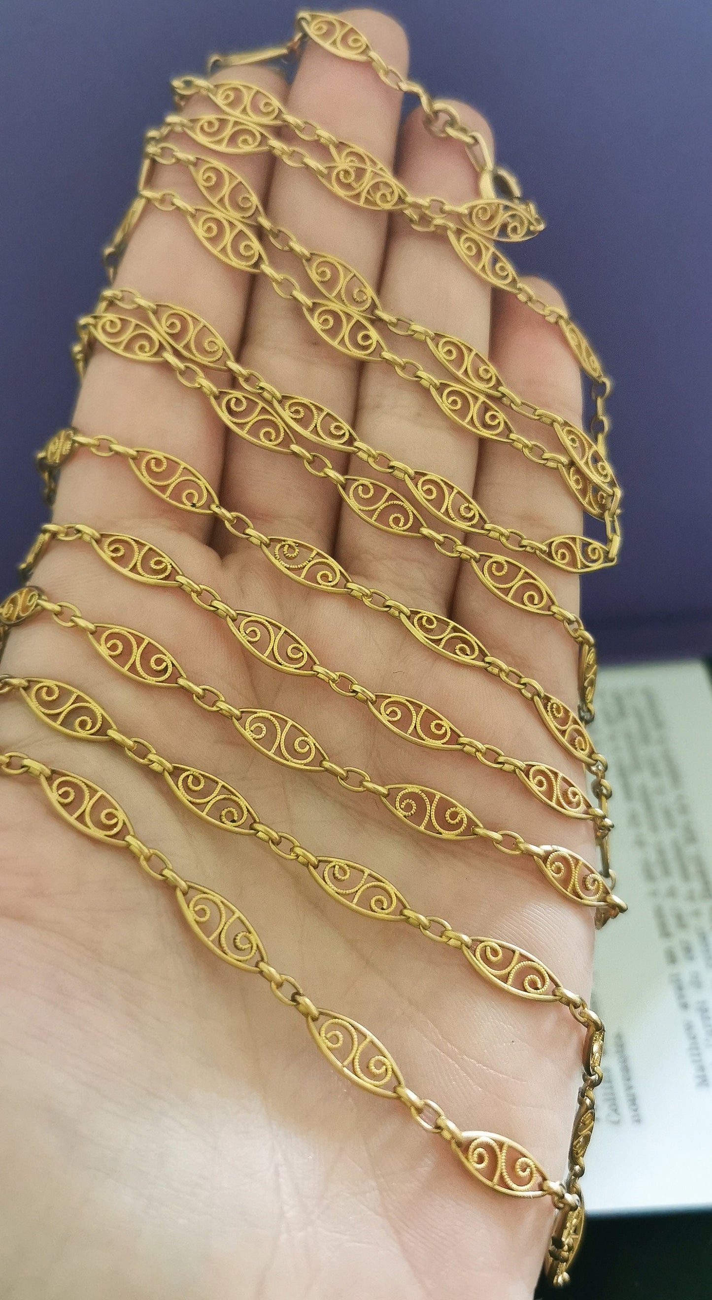 1900 Longuard Chain Antique French Gold Filled Filigree Chain 1900 Antique Chain Antique Gold Necklace Edwardian Chain gift for her