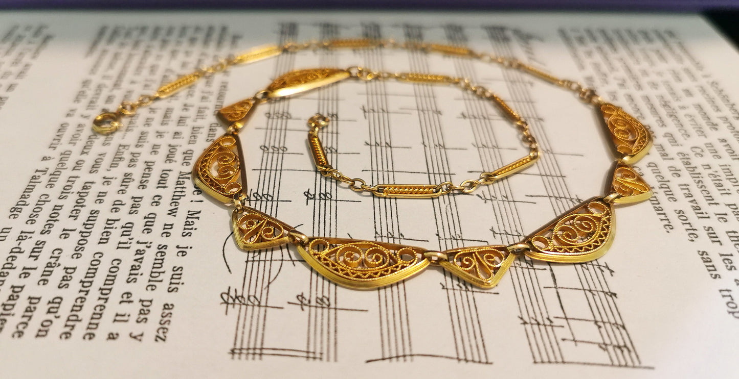 18K Edwardian Drapery Necklace 1900 Antique Drapery Necklace Antique French Gold Filigree Chain gift for her