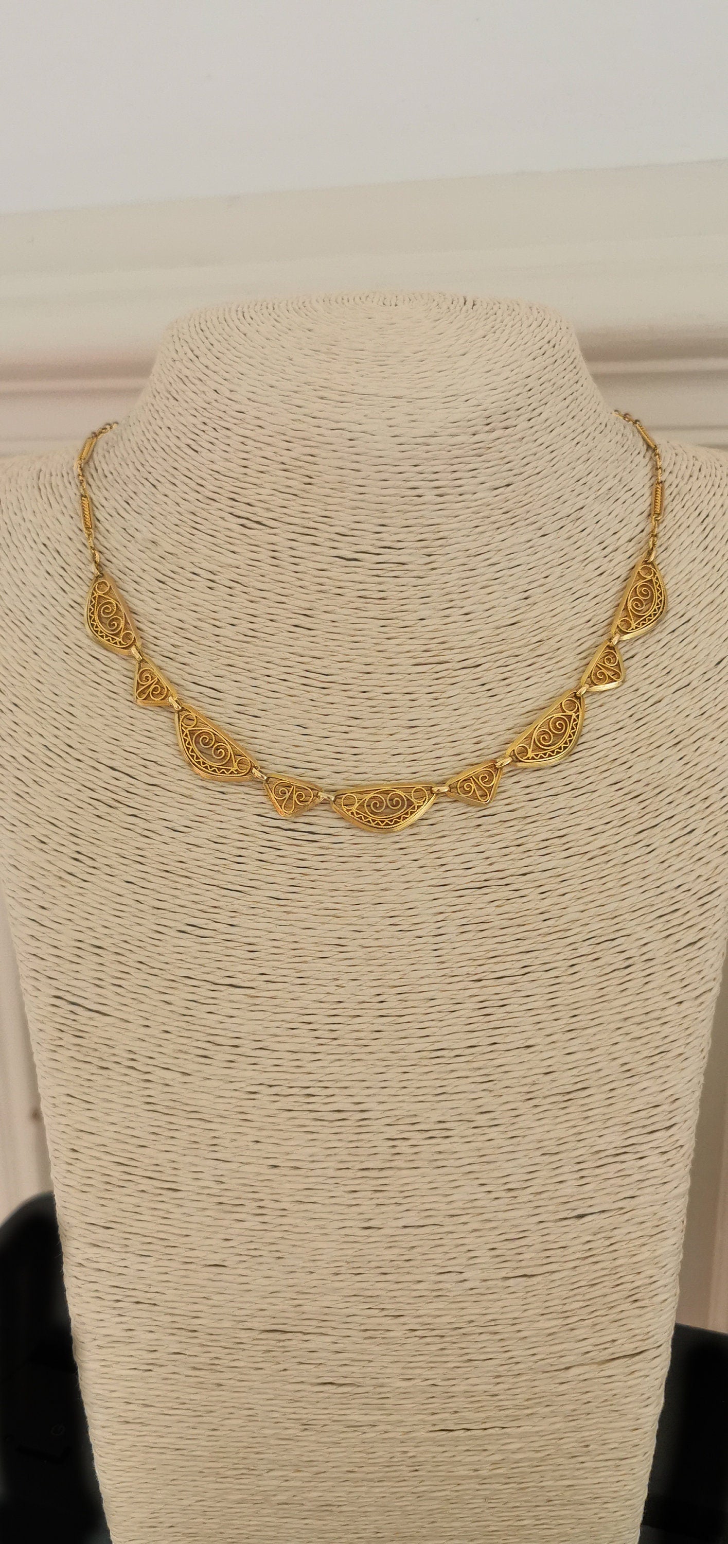 18K Edwardian Drapery Necklace 1900 Antique Drapery Necklace Antique French Gold Filigree Chain gift for her