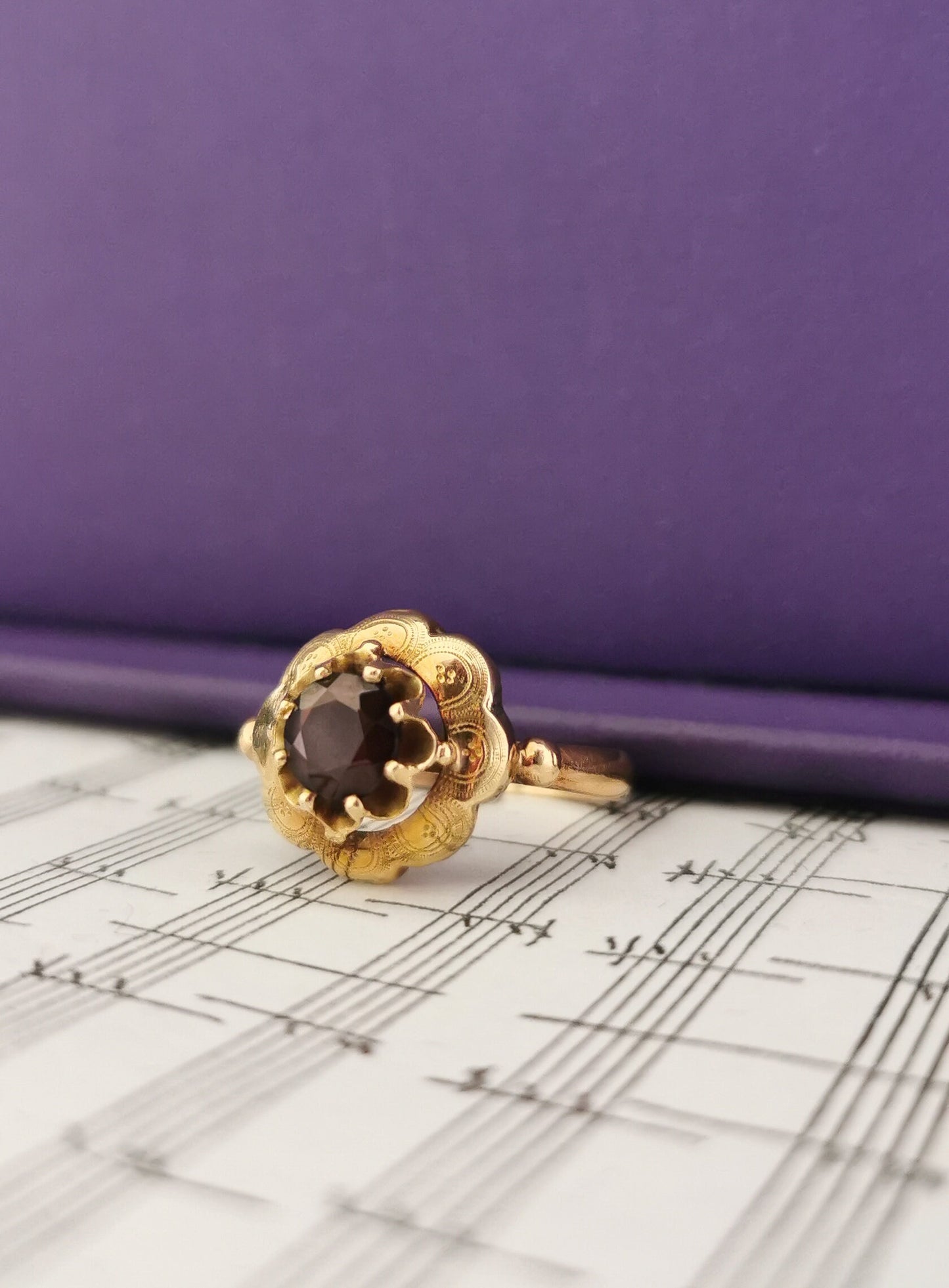 1850's Antique Ring French 18ct Gold Garnet Ring Antique Victorian Ring