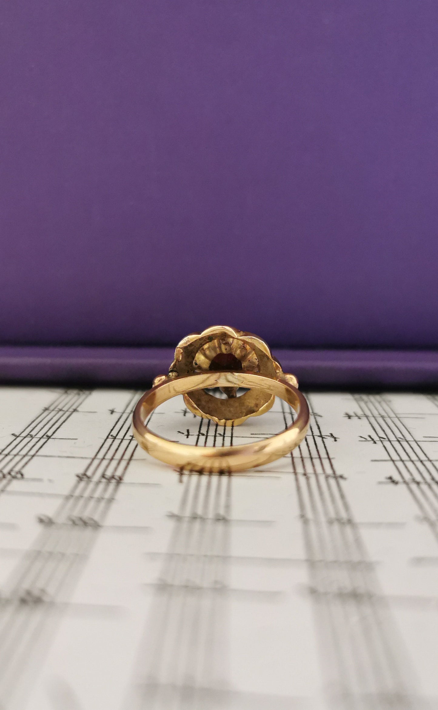 1850's Antique Ring French 18ct Gold Garnet Ring Antique Victorian Ring