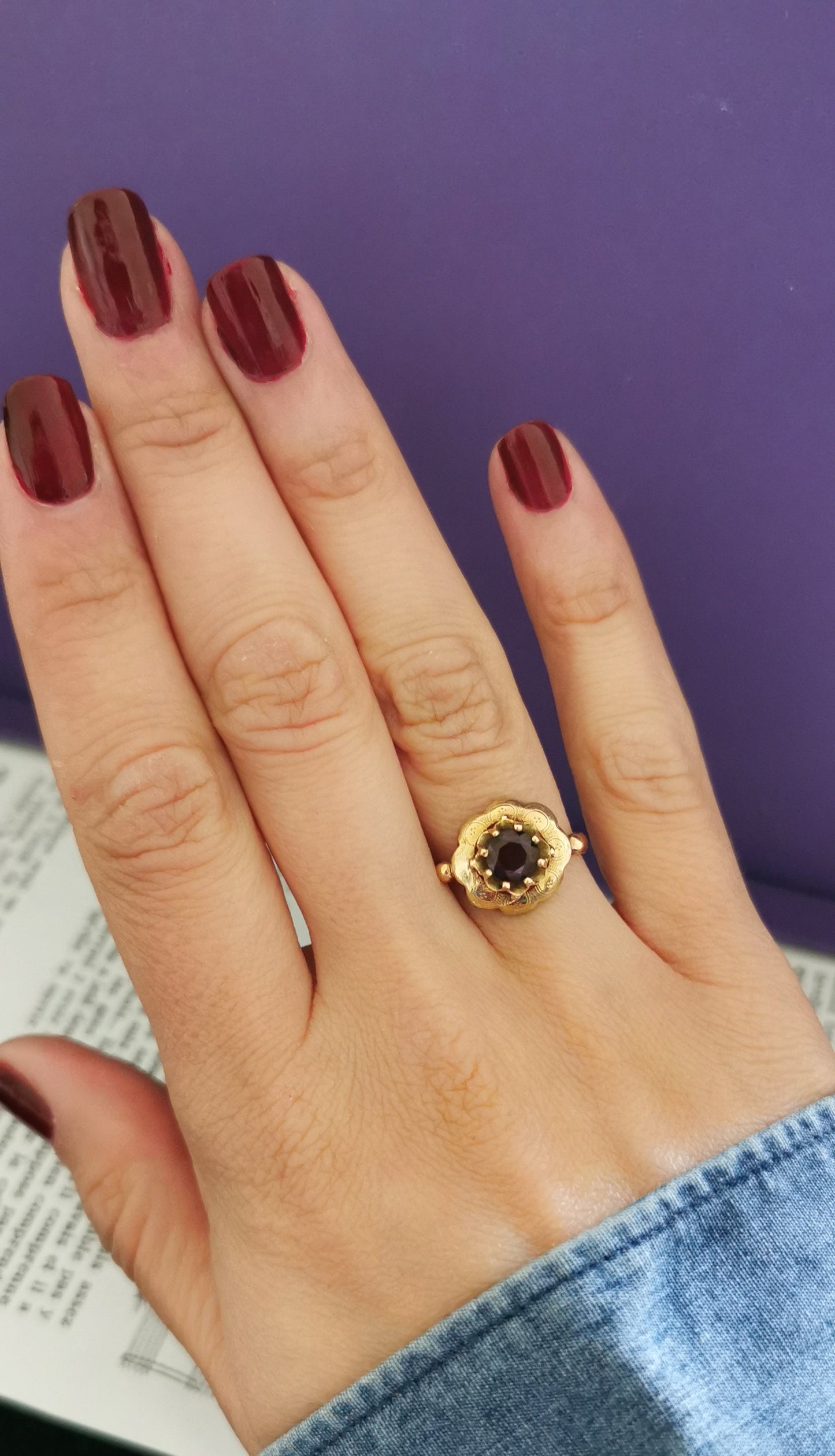 1850's Antique Ring French 18ct Gold Garnet Ring Antique Victorian Ring