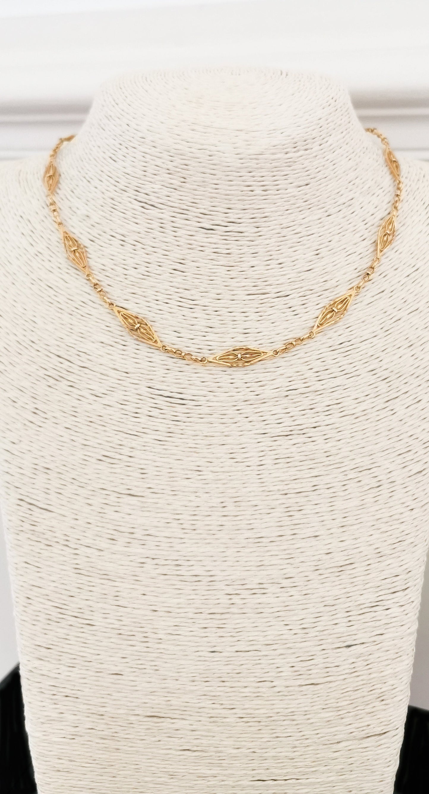 16" 18K Antique Edwardian Gold Albert Watch Chain 1900s 18K Gold Necklace