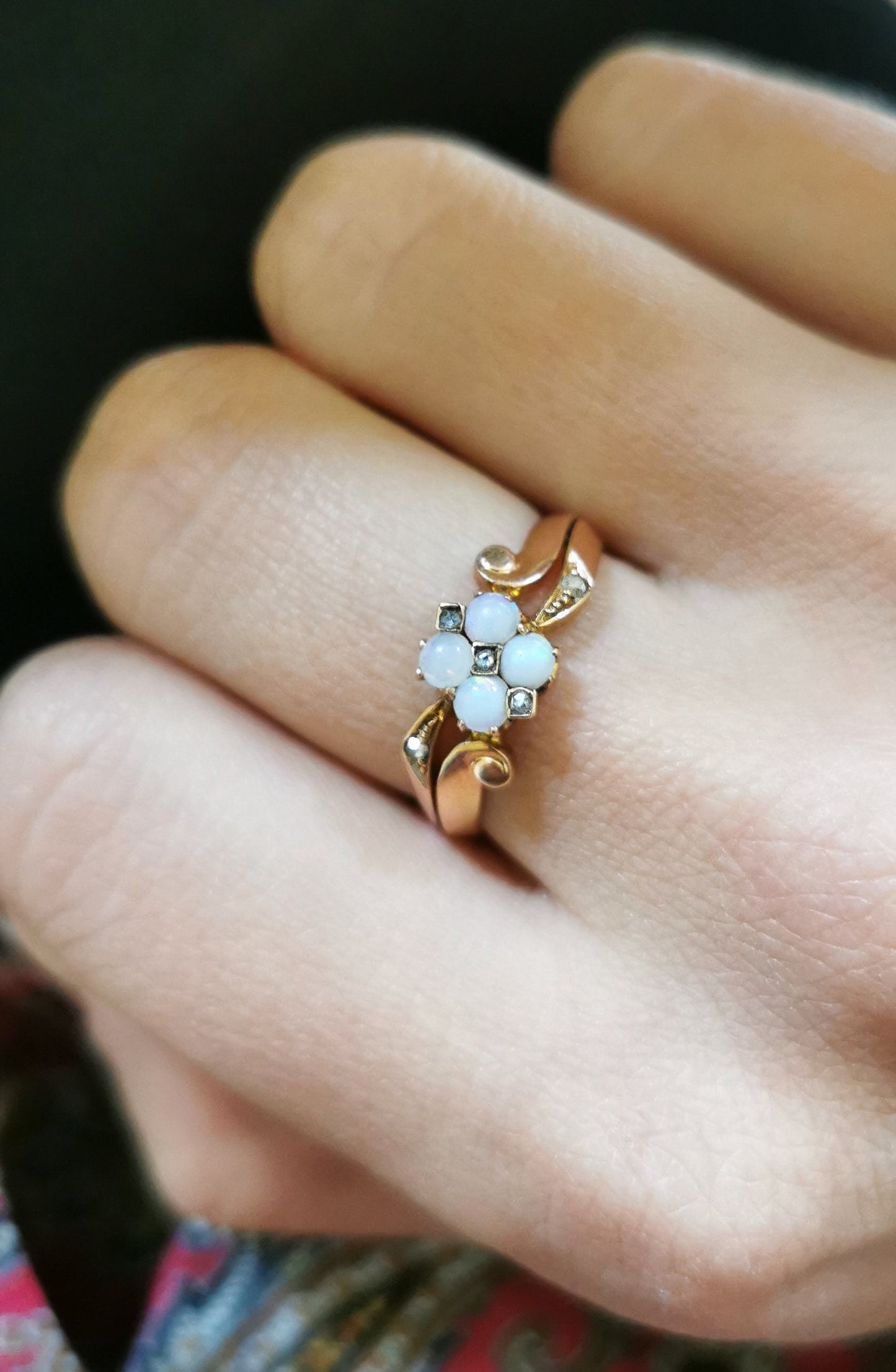 18K Antique Opal Diamond Ring Art Nouveau Ring  1900 Rose Gold ring 18K opal ring Antique diamond ring Antique Gold Opal ring gift for wife