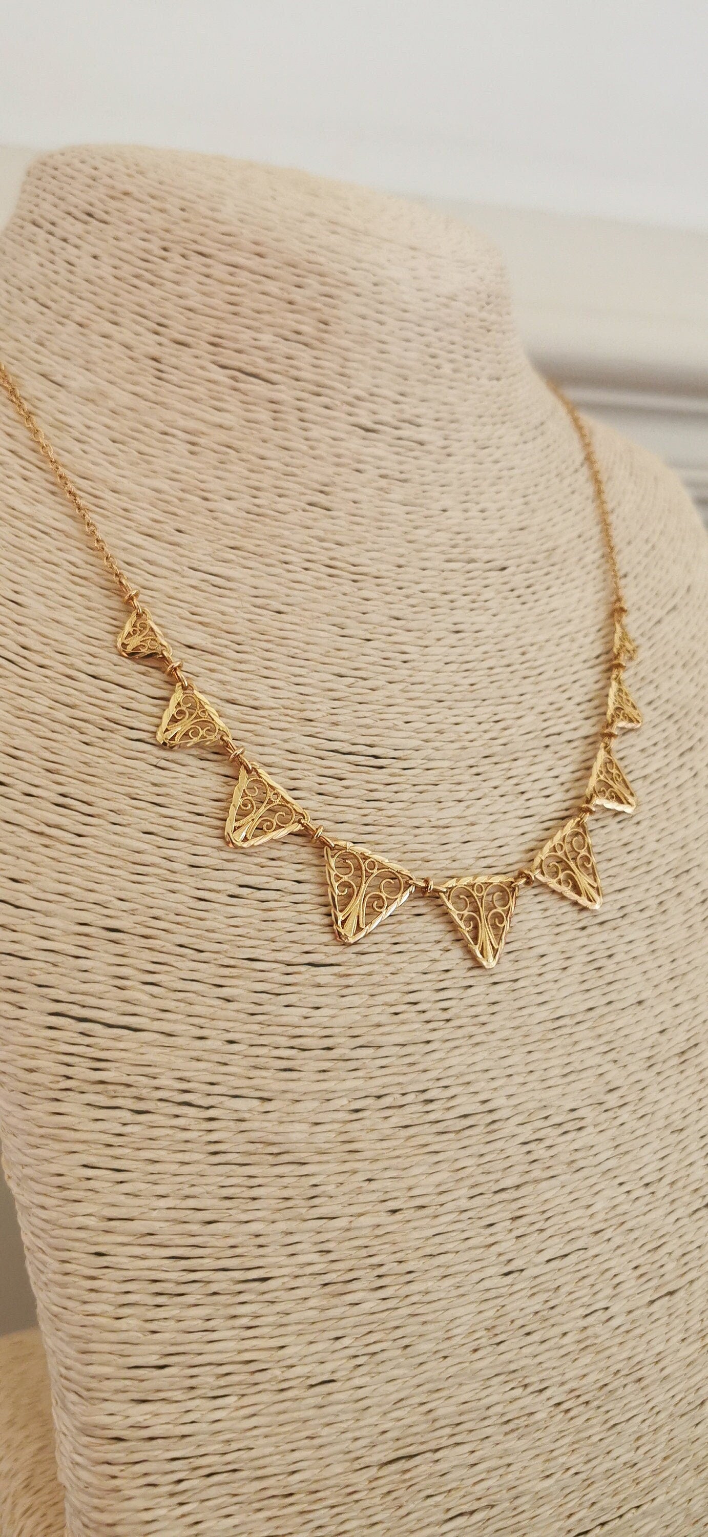 18K Edwardian Drapery Necklace 1900 Antique Drapery Necklace Antique French Gold Filigree Chain gift for her