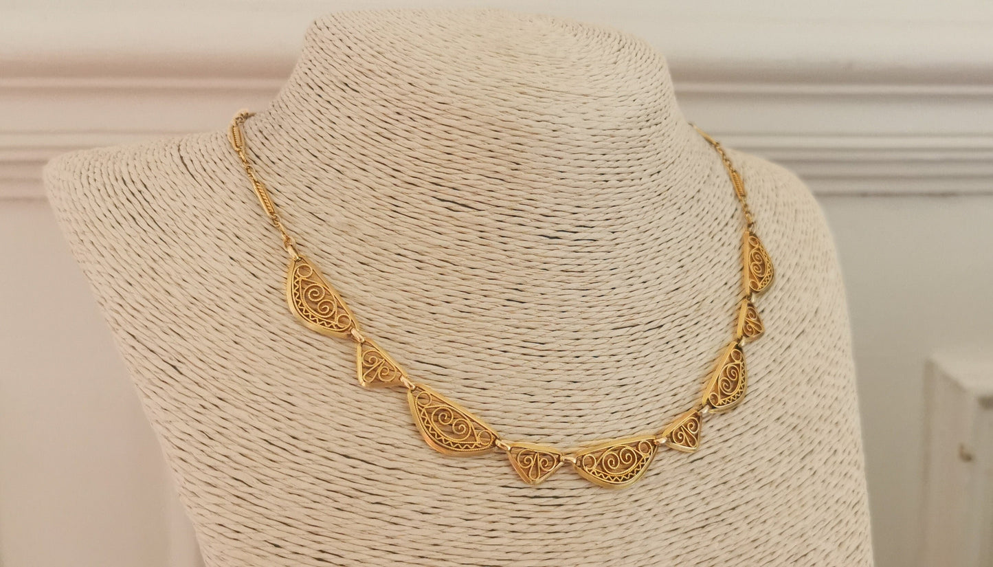 18K Edwardian Drapery Necklace 1900 Antique Drapery Necklace Antique French Gold Filigree Chain gift for her