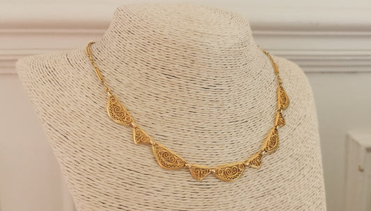 18K Edwardian Drapery Necklace 1900 Antique Drapery Necklace Antique French Gold Filigree Chain gift for her