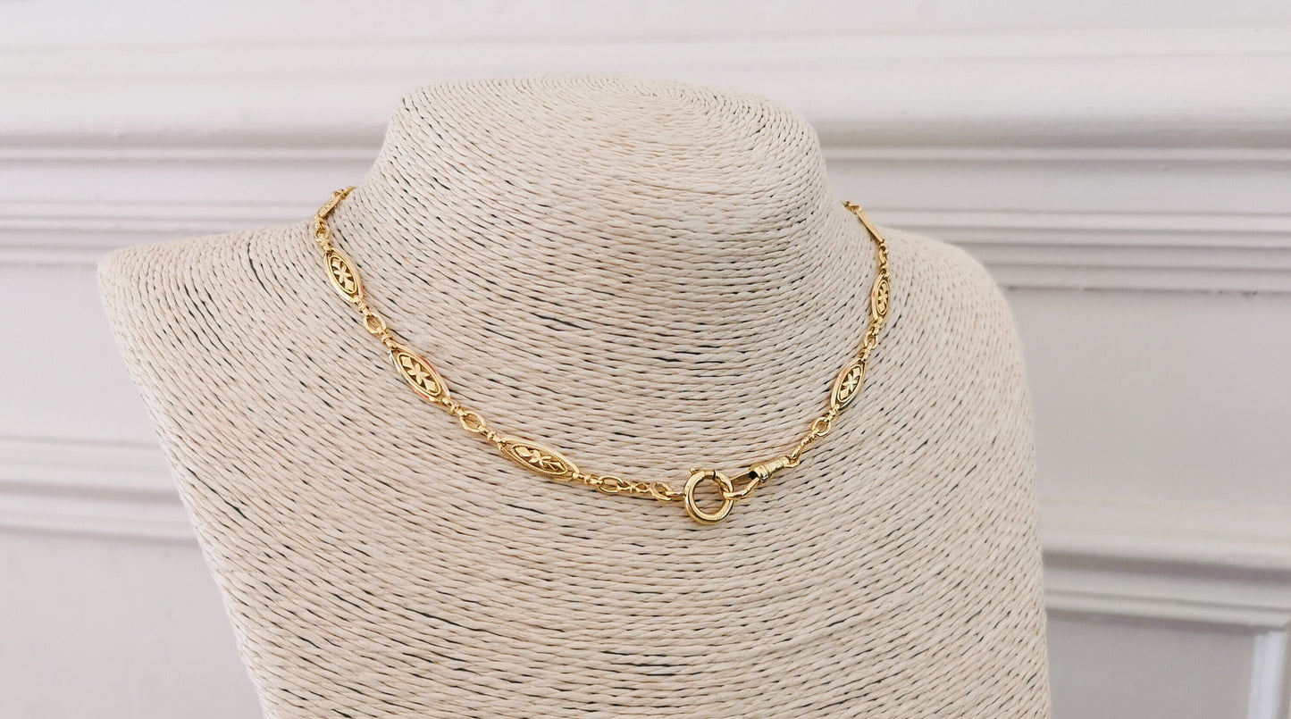 14.16g 18K Victorian Antique Gold French Chain 18K 1880s French Gold Necklace