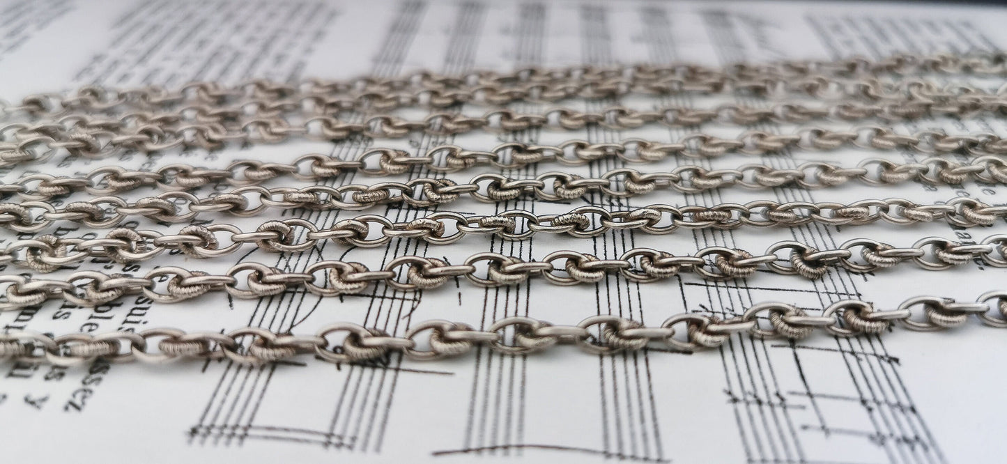 56" Antique Victorian Silver french Longuard chain 1850 s Antique french silver chain Antique silver Necklace Muff Chain gift for her