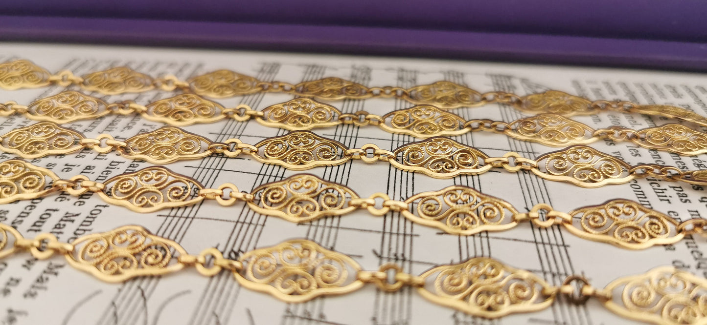 32" 18K 1900 Antique Victorian Filigree Chain Antique French Gold  Necklace French 18K gold necklace gift for her