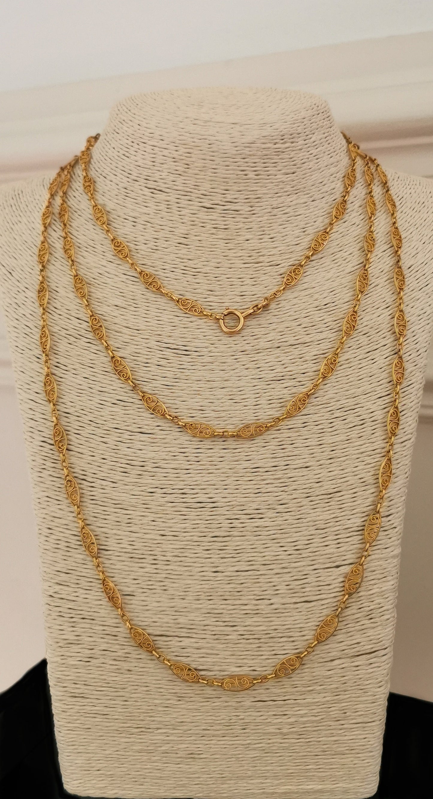 1900 Longuard Chain Antique French Gold Filled Filigree Chain 1900 Antique Chain Antique Gold Necklace Edwardian Chain gift for her