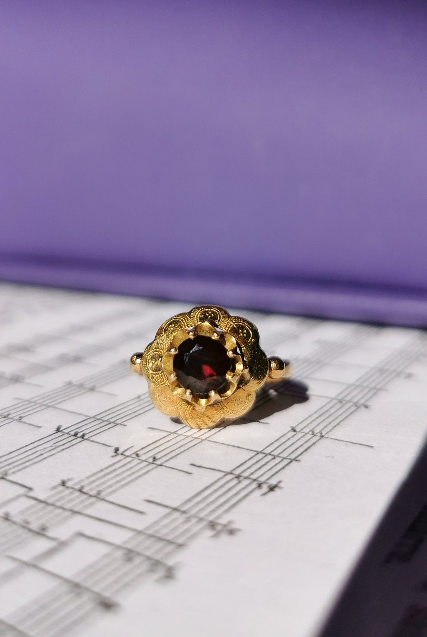 1850's Antique Ring French 18ct Gold Garnet Ring Antique Victorian Ring