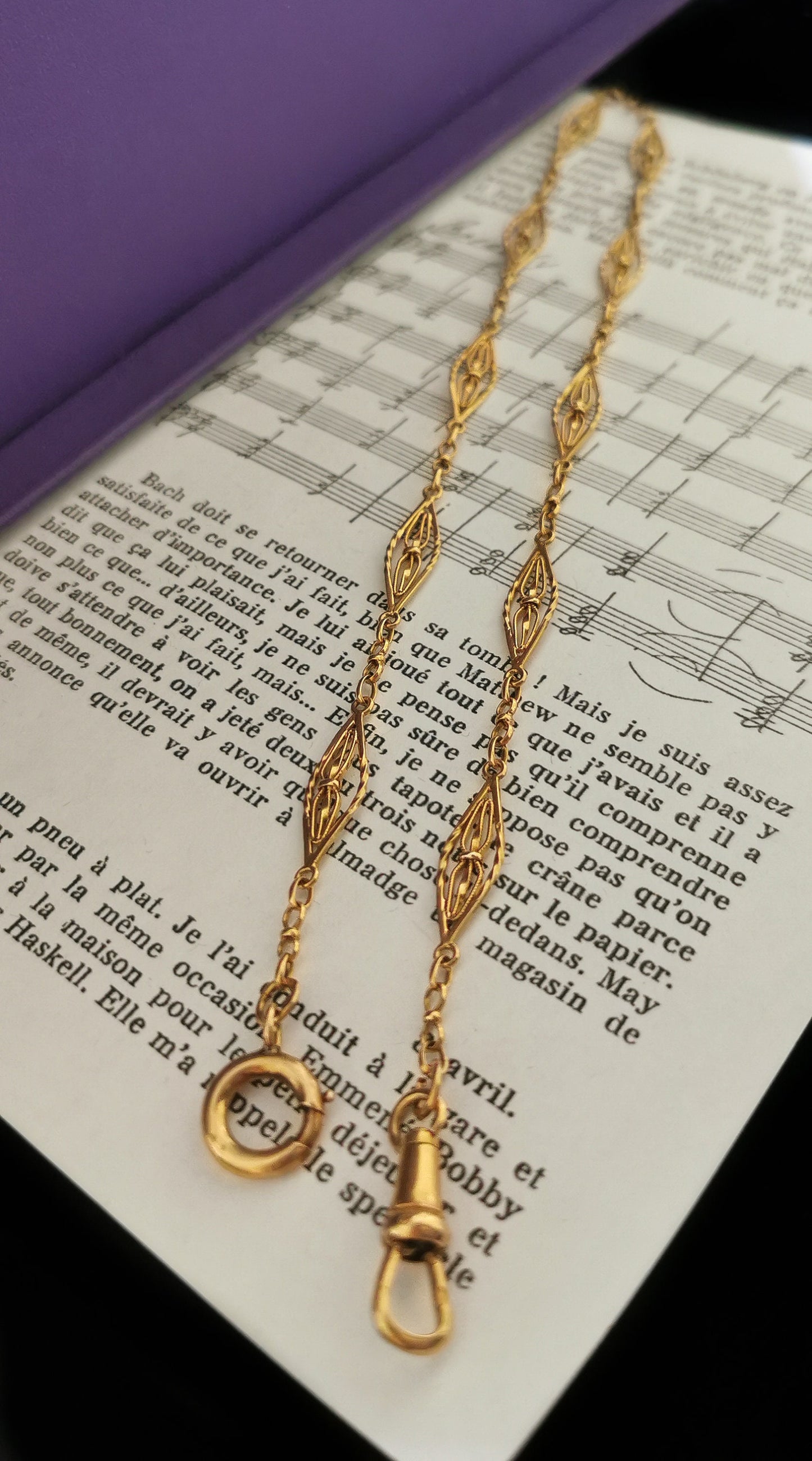 16" 18K Antique Edwardian Gold Albert Watch Chain 1900s 18K Gold Necklace