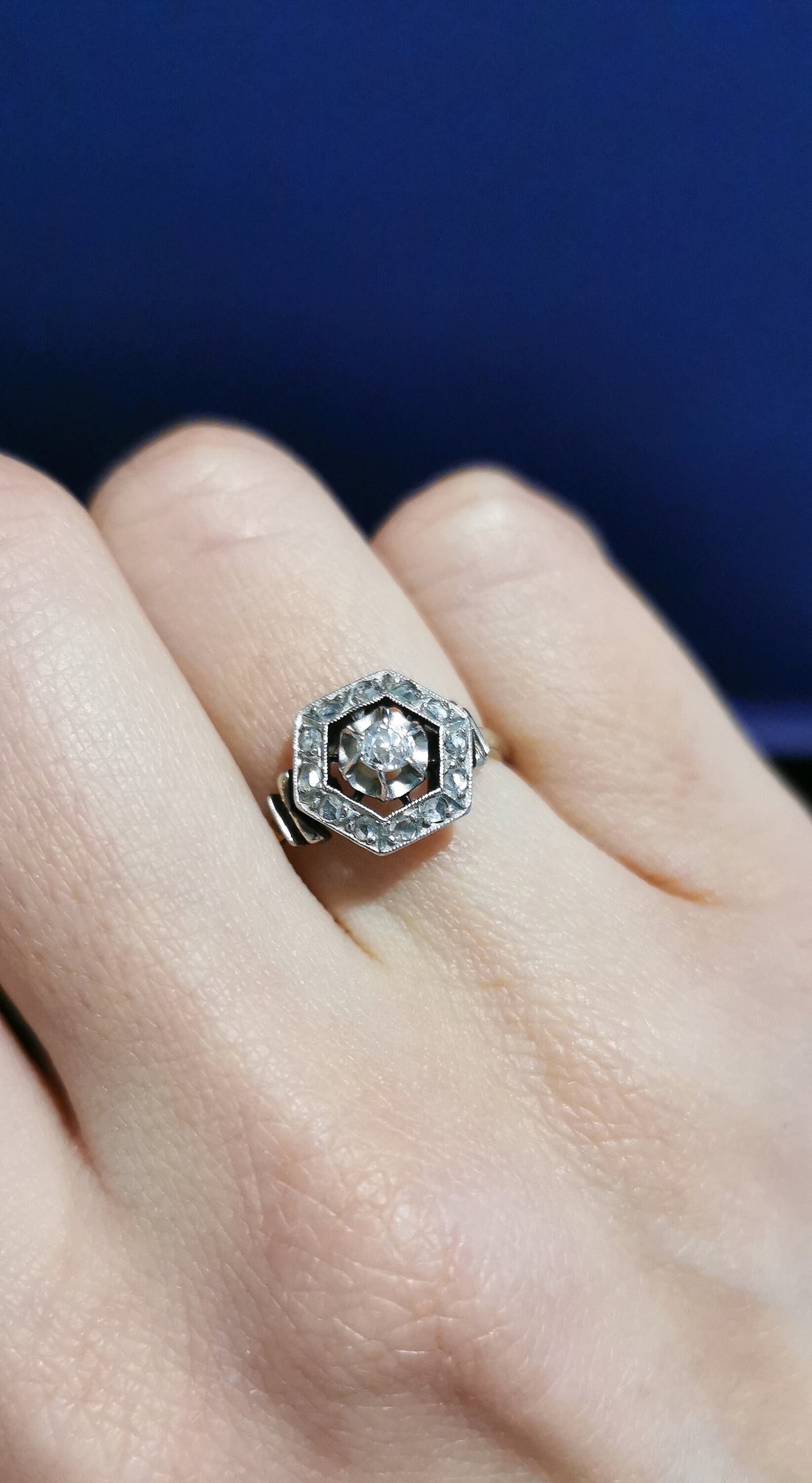 18K Diamond Art Deco French Ring 18ct white gold and diamond ring Antique 18K Diamond Ring Gold and Diamond Engagement Ring Gift for Her