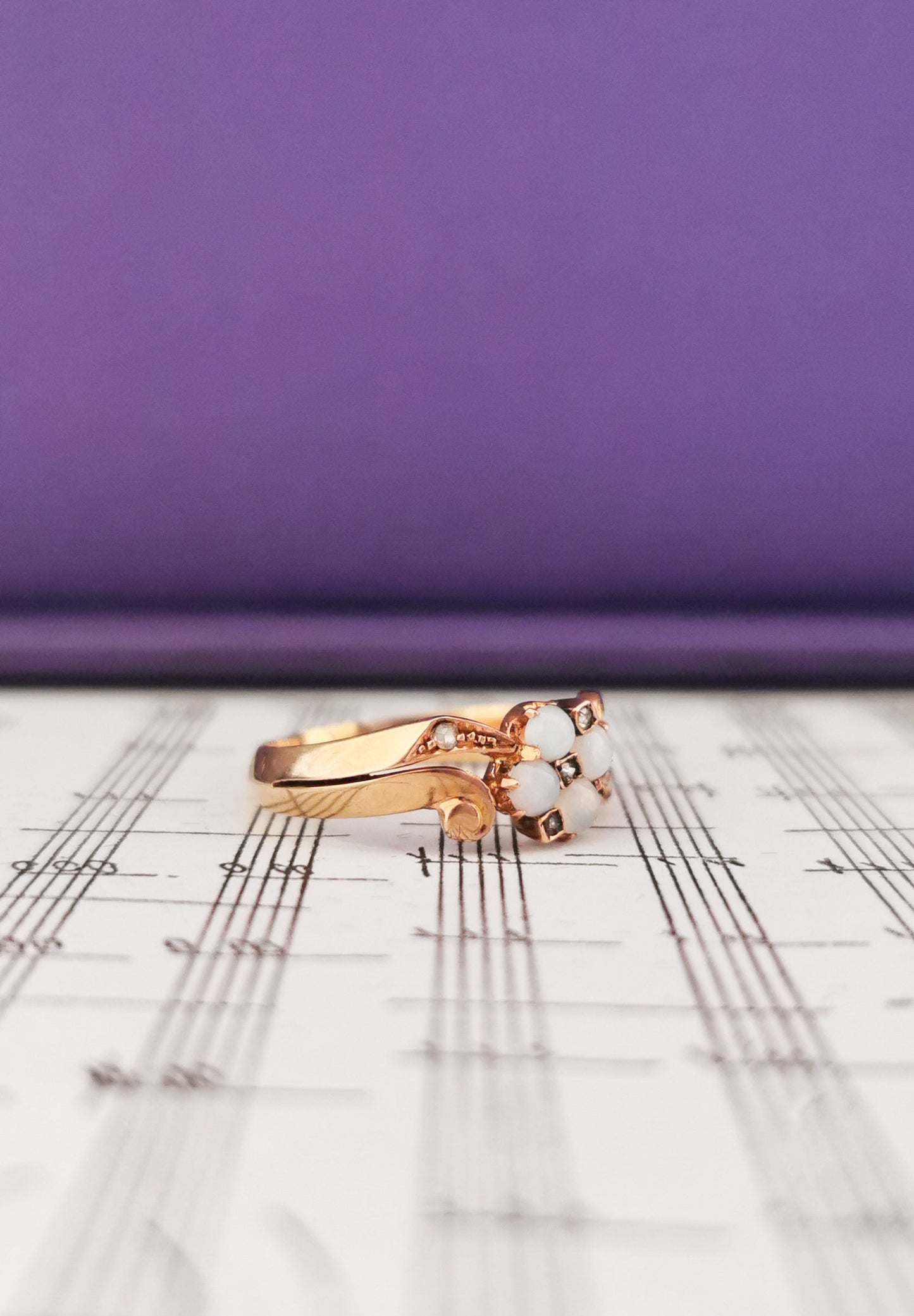 18K Antique Opal Diamond Ring Art Nouveau Ring  1900 Rose Gold ring 18K opal ring Antique diamond ring Antique Gold Opal ring gift for wife