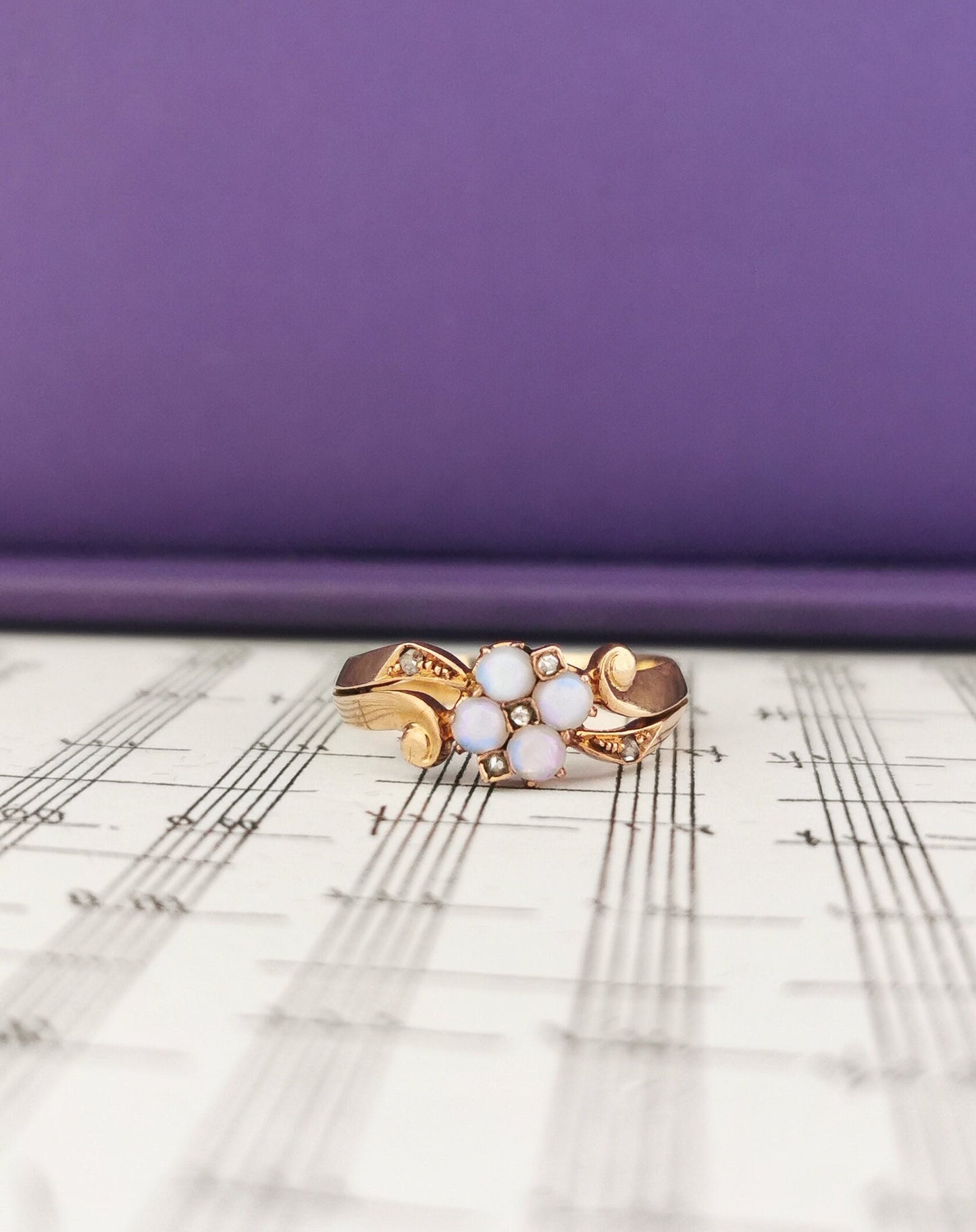 18K Antique Opal Diamond Ring Art Nouveau Ring  1900 Rose Gold ring 18K opal ring Antique diamond ring Antique Gold Opal ring gift for wife