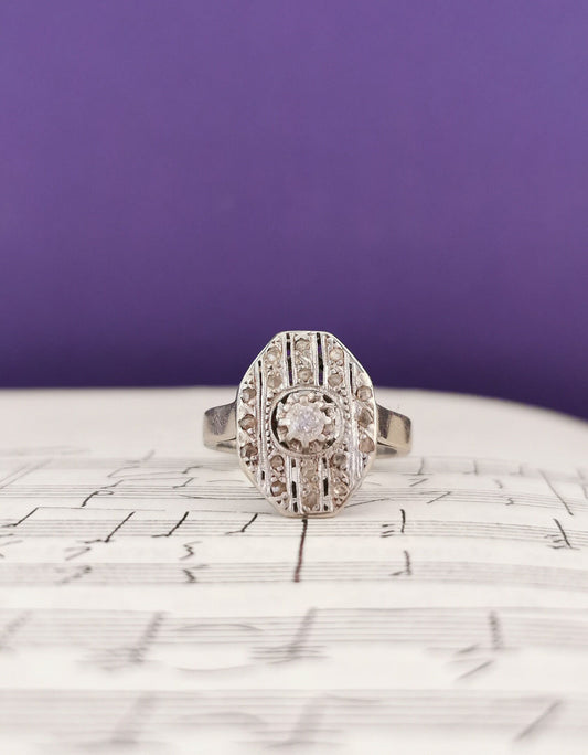 18K Diamond Art Deco Ring 18ct white gold and diamond ring Antique 18K Diamond Ring Gold and Diamond Engagement Ring Gift for Her