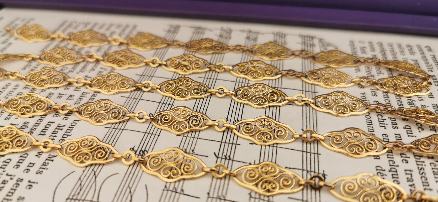 32" 18K 1900 Antique Victorian Filigree Chain Antique French Gold  Necklace French 18K gold necklace gift for her