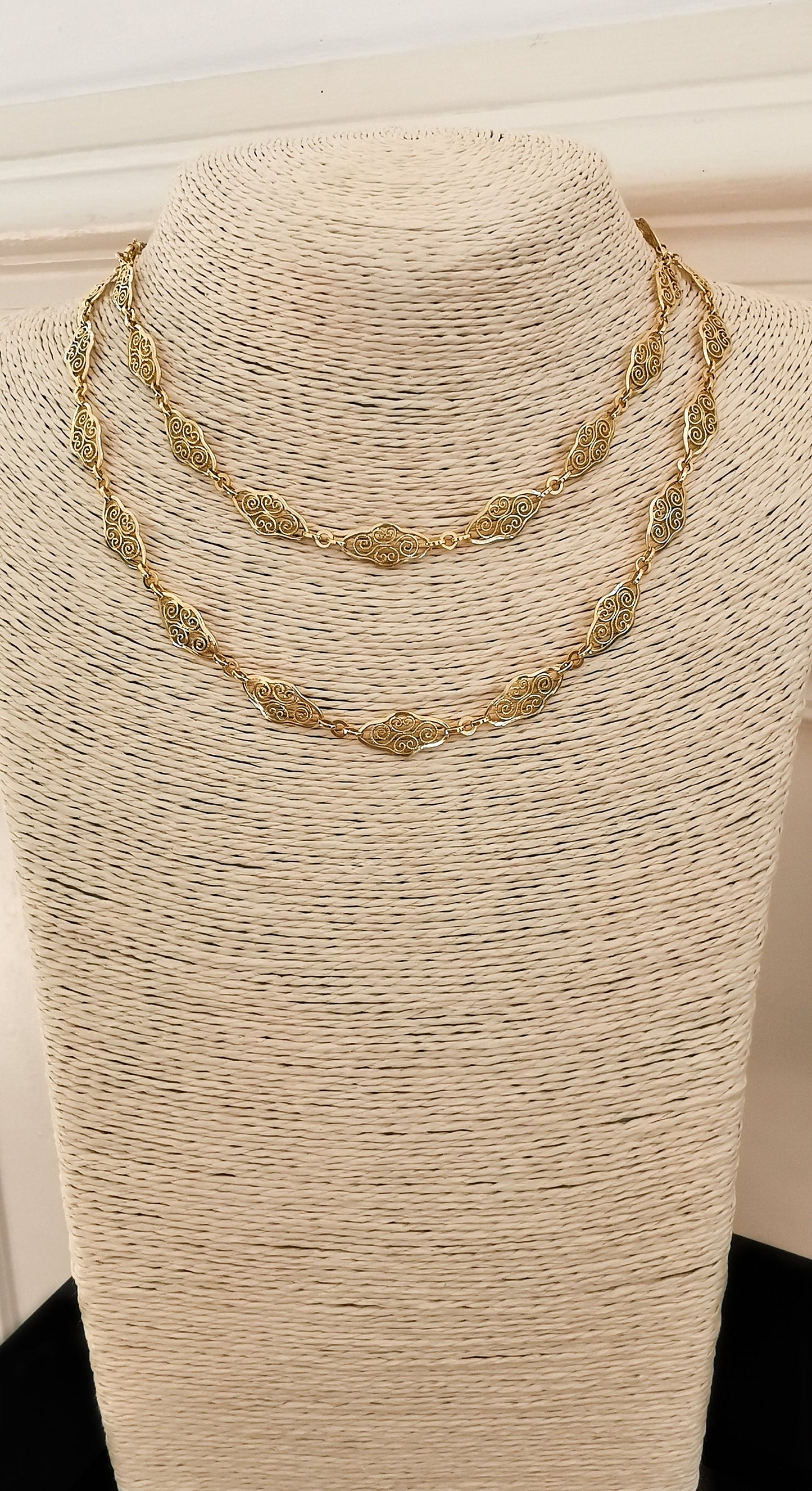 32" 18K 1900 Antique Victorian Filigree Chain Antique French Gold  Necklace French 18K gold necklace gift for her