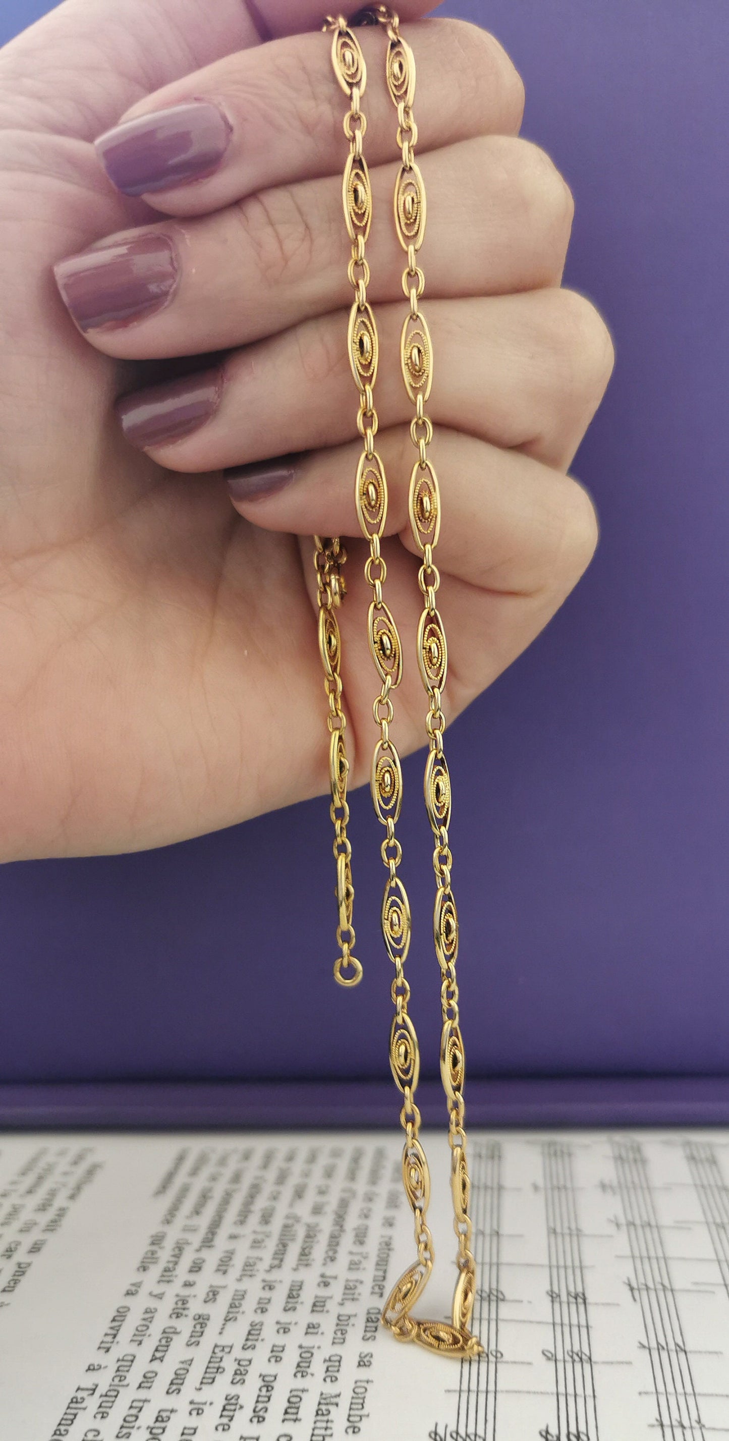 18K Antique Gold Necklace Victorian 18K Gold chain Antique French Gold Chain 18K Gold Necklace Vintage Necklace gift for wife