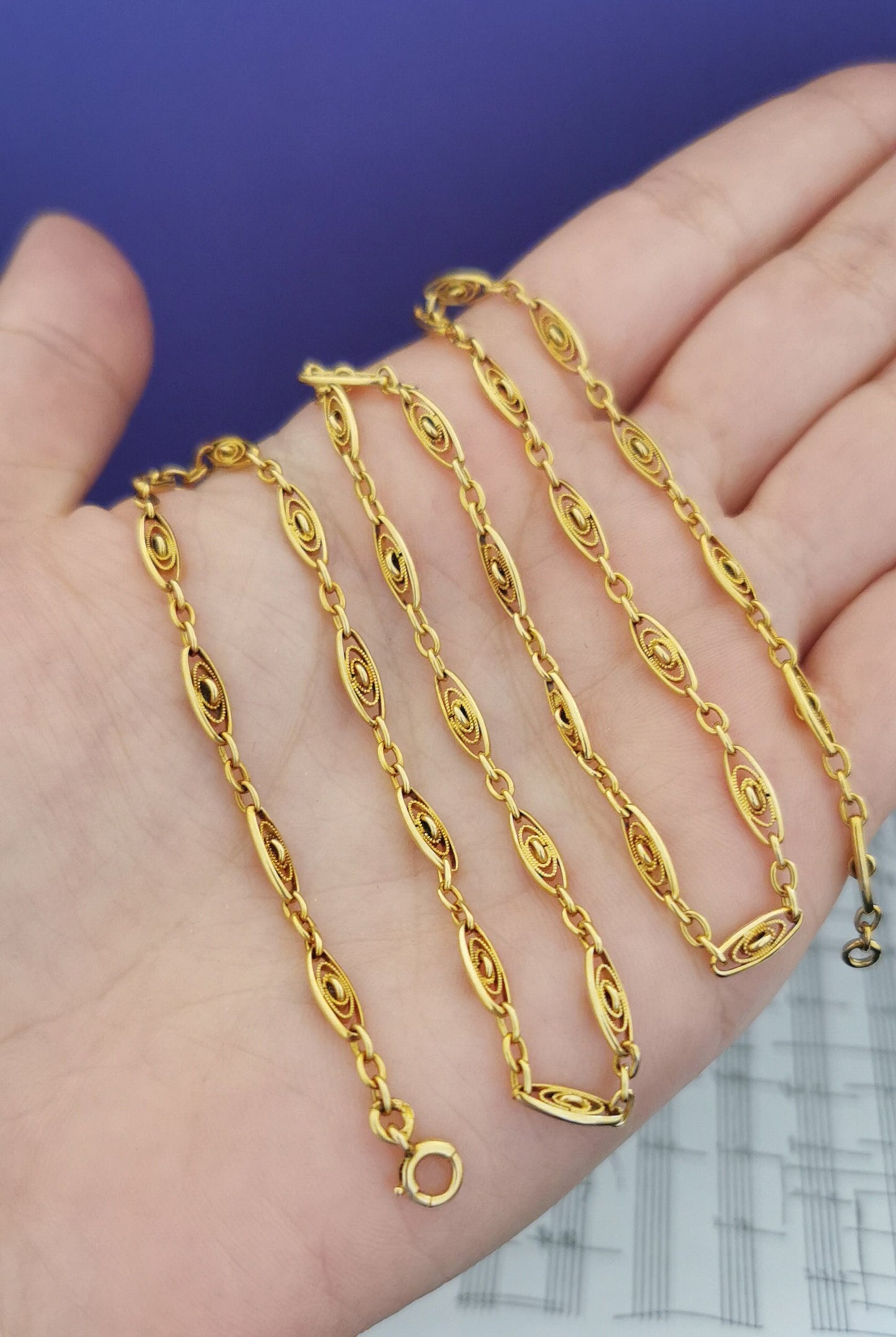 18K Antique Gold Necklace Victorian 18K Gold chain Antique French Gold Chain 18K Gold Necklace Vintage Necklace gift for wife