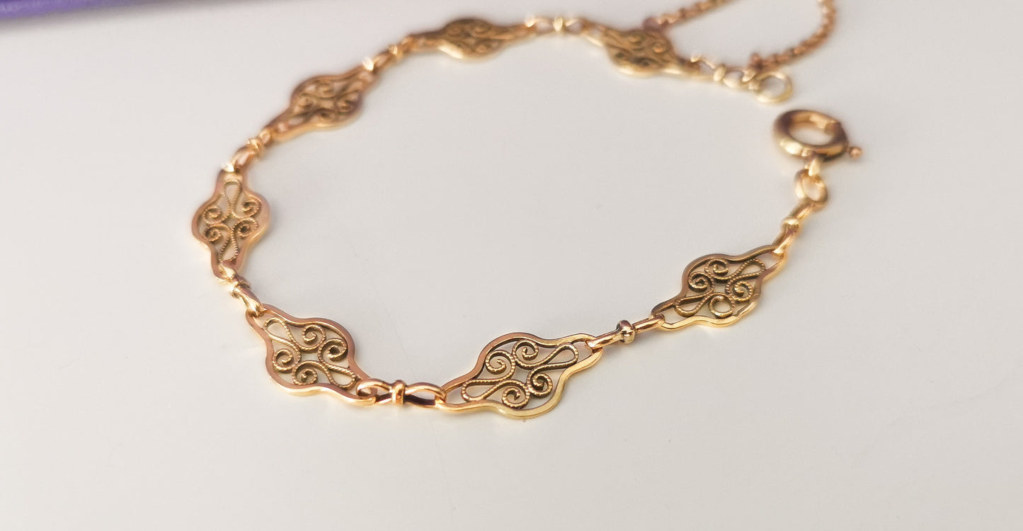 18K Antique Bracelet 18K gold bracelet Filigree bracelet Antique bracelet gift for wife 18K bracelet