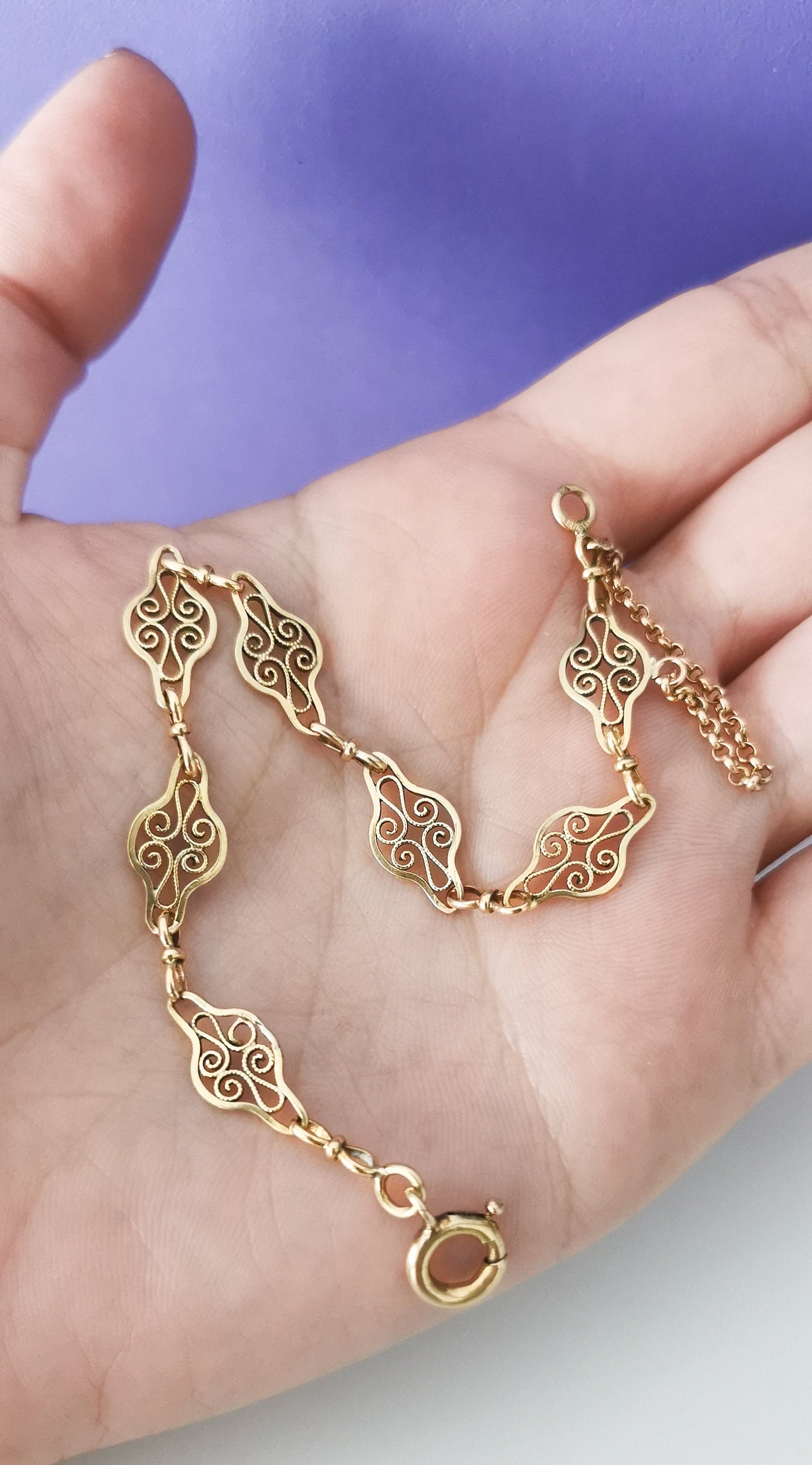 18K Antique Bracelet 18K gold bracelet Filigree bracelet Antique bracelet gift for wife 18K bracelet