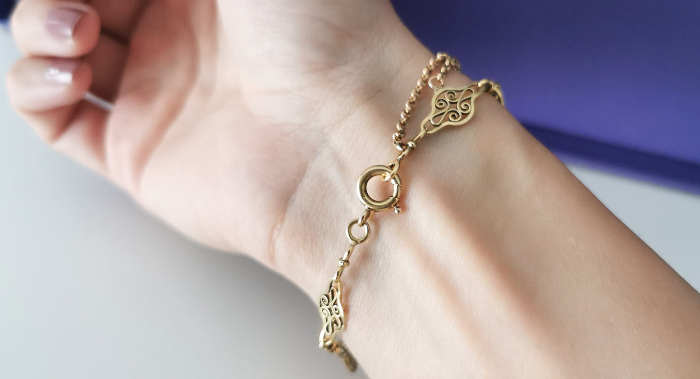 18K Antique Bracelet 18K gold bracelet Filigree bracelet Antique bracelet gift for wife 18K bracelet
