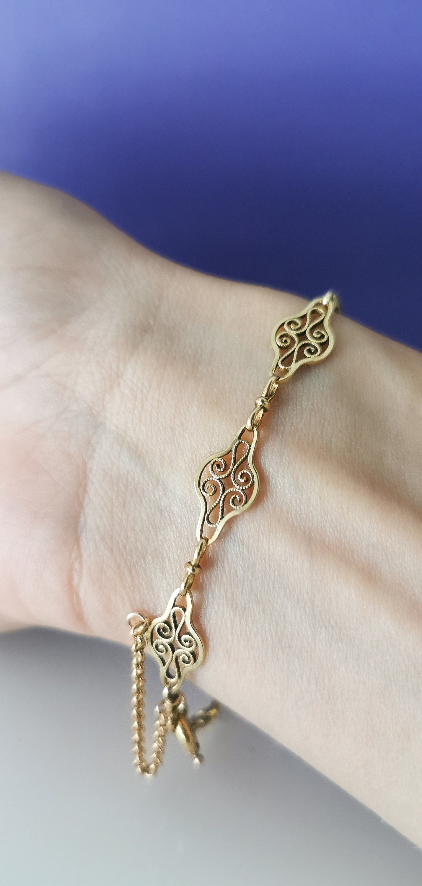18K Antique Bracelet 18K gold bracelet Filigree bracelet Antique bracelet gift for wife 18K bracelet
