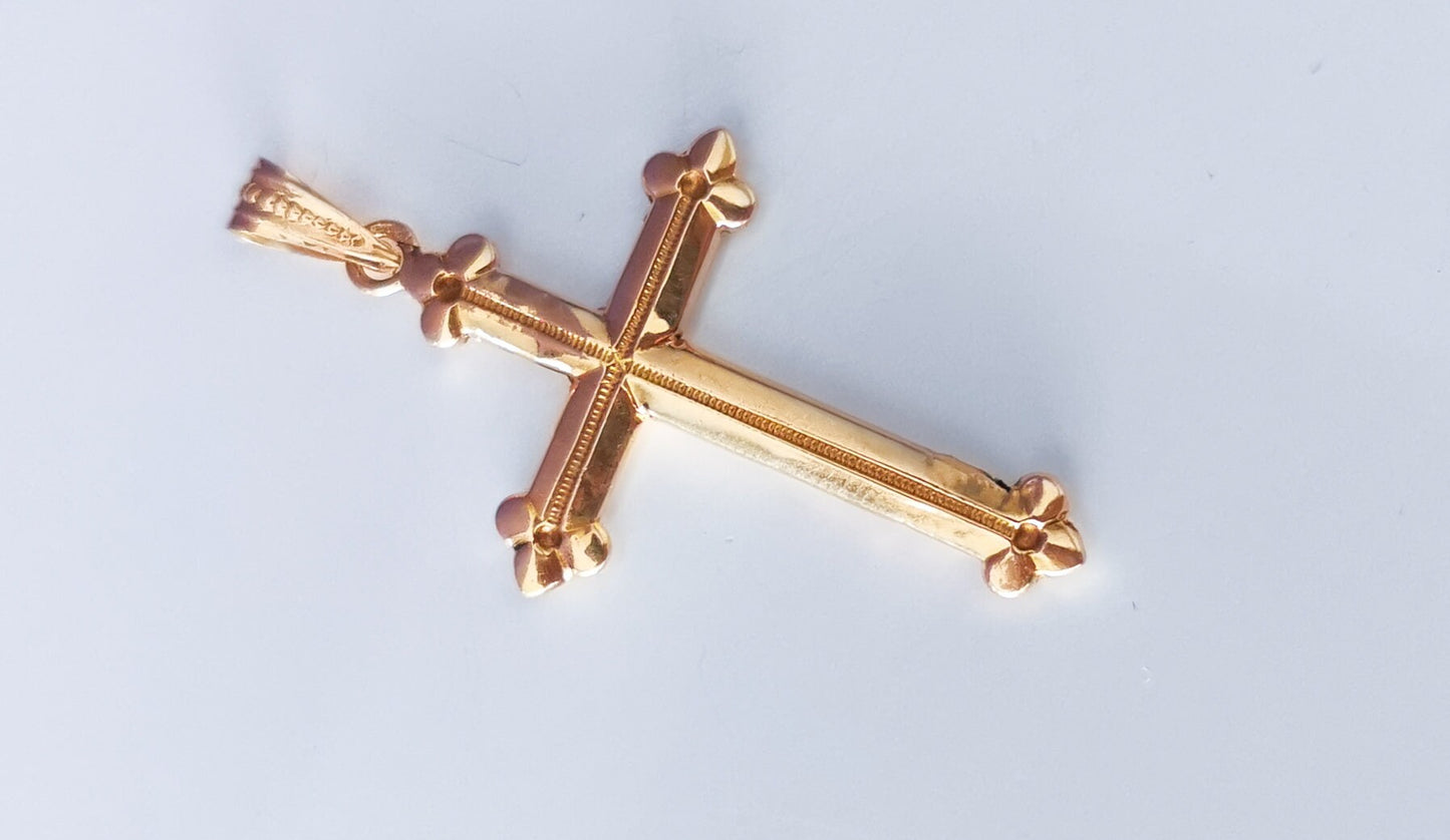 18K Gold Antique cross 1900s French Cross Antique 18ct Cross Antique gold Cross Antique religious Pendant Vintage gold cross 18K cross