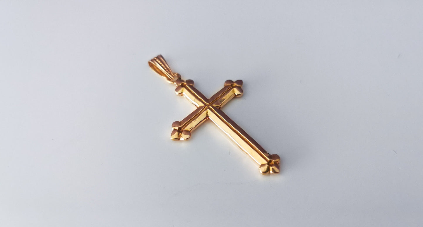 18K Gold Antique cross 1900s French Cross Antique 18ct Cross Antique gold Cross Antique religious Pendant Vintage gold cross 18K cross