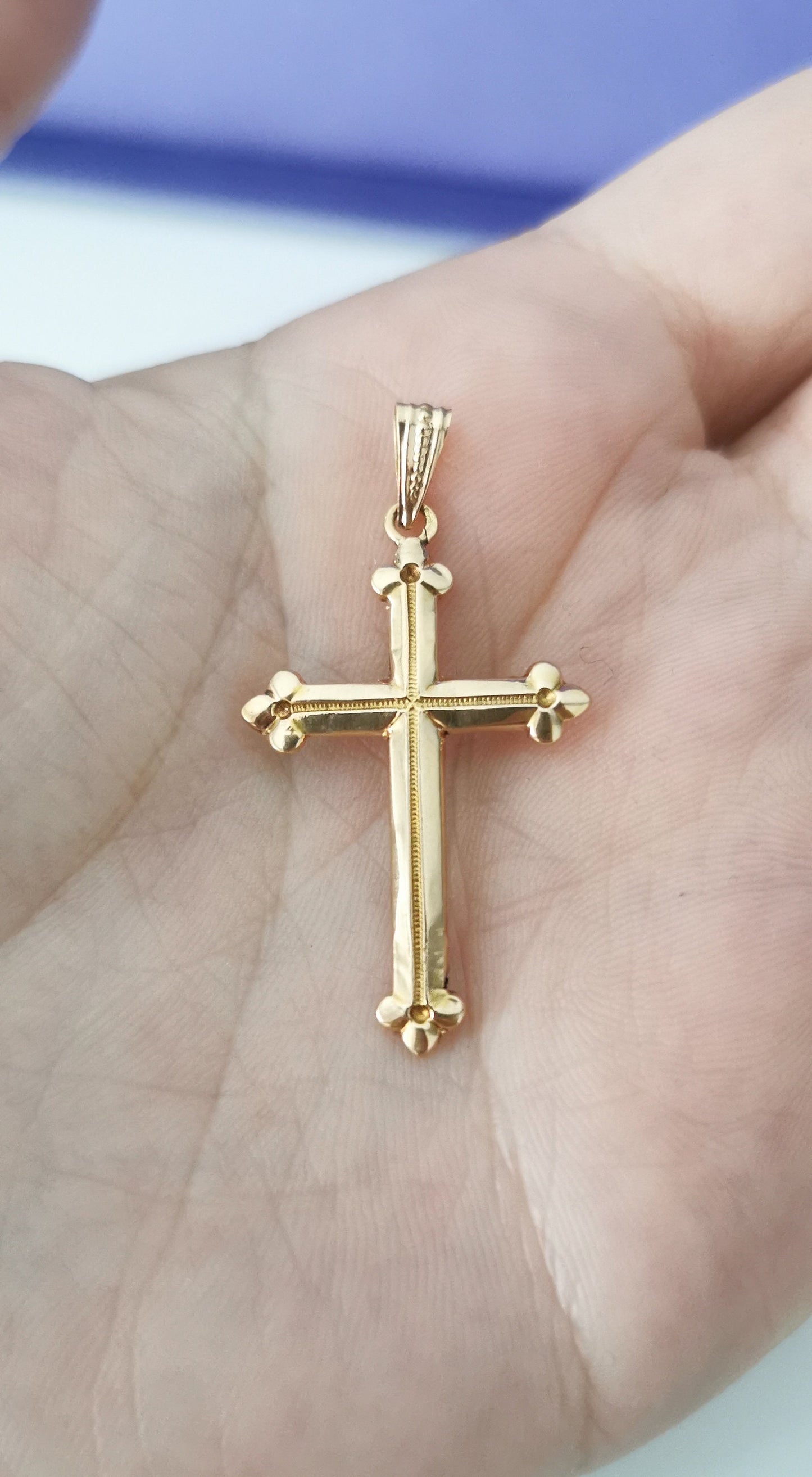 18K Gold Antique cross 1900s French Cross Antique 18ct Cross Antique gold Cross Antique religious Pendant Vintage gold cross 18K cross