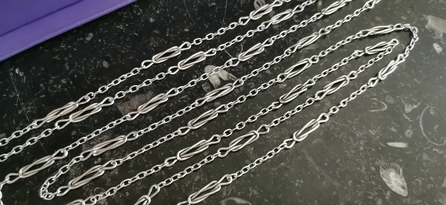 62" 1890s Antique French Longuard Chain Silver Victorian Longuard Chain Antique Silver Necklace Chain gift for Her
