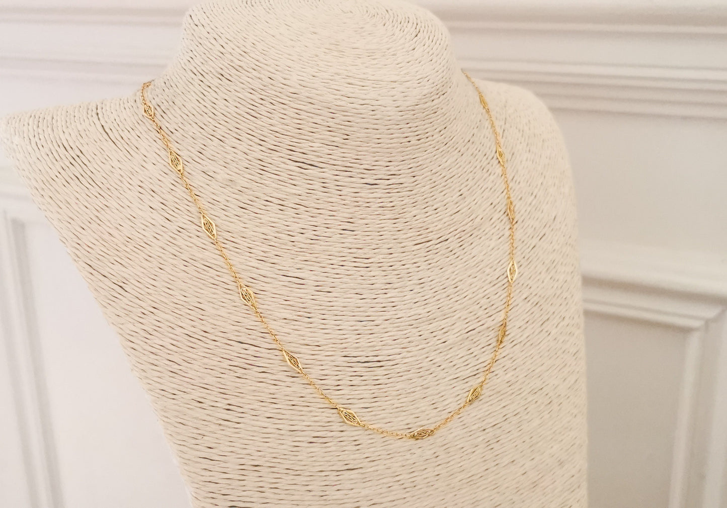 18K Antique Necklace 1900 Antique Filigree gold Chain Gold Necklace Gold Chain gift for wife Antique Necklace gift for her