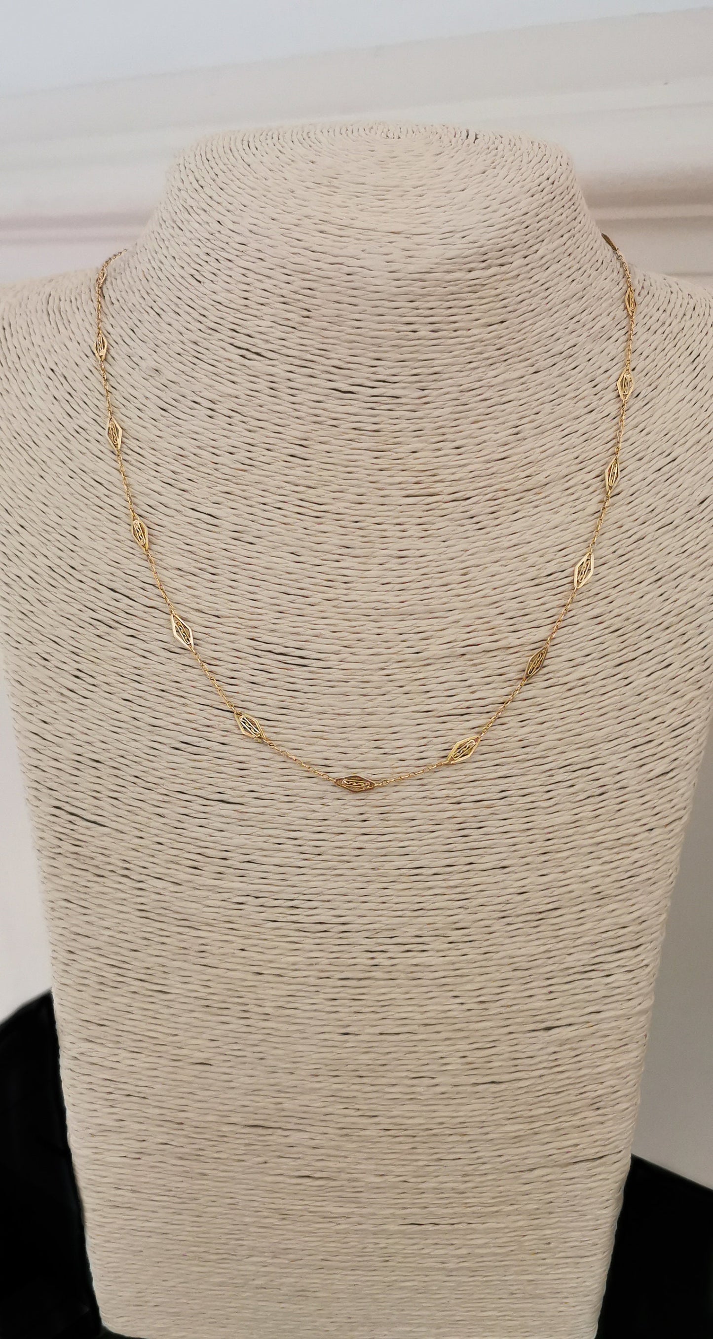 18K Antique Necklace 1900 Antique Filigree gold Chain Gold Necklace Gold Chain gift for wife Antique Necklace gift for her