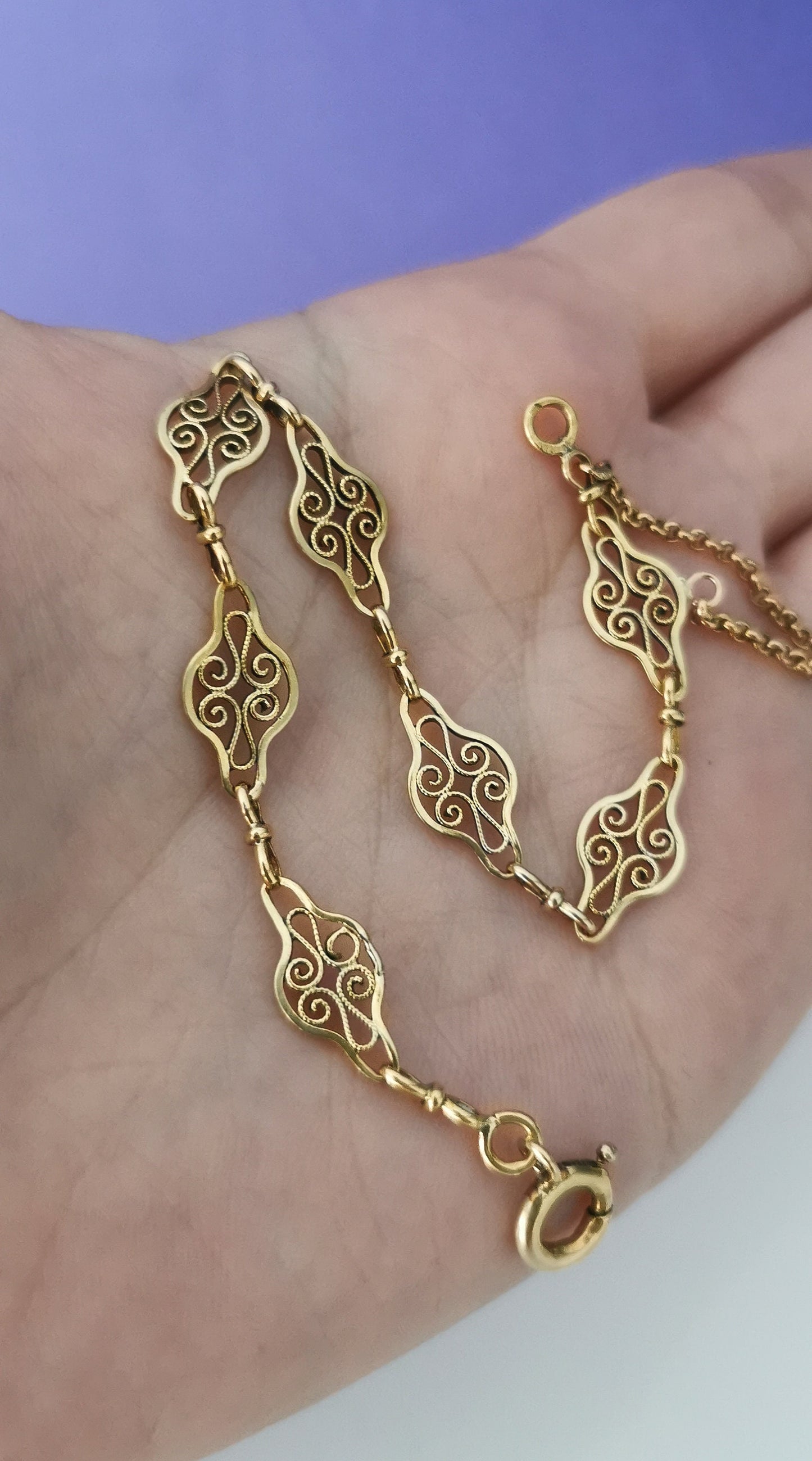 18K Antique Bracelet 18K gold bracelet Filigree bracelet Antique bracelet gift for wife 18K bracelet