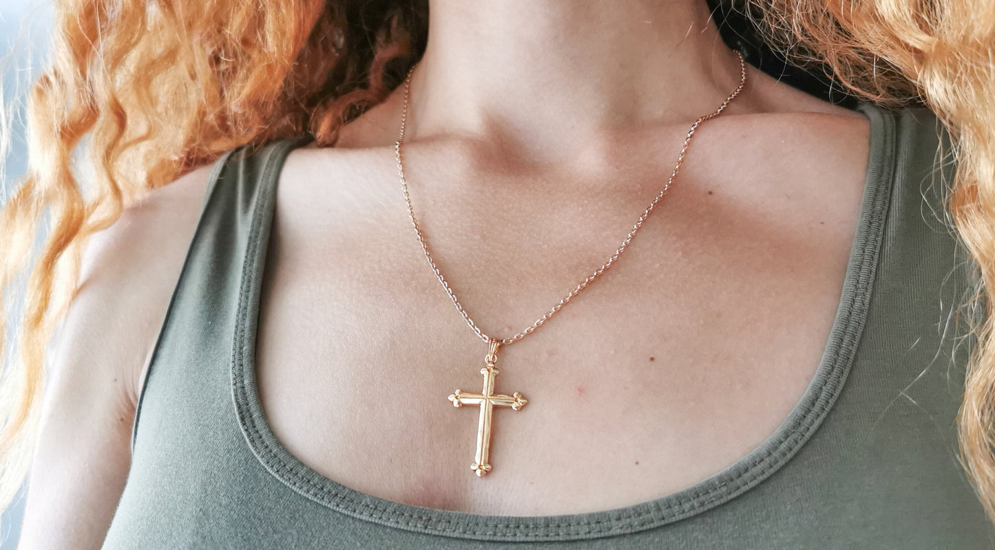 18K Gold Antique cross 1900s French Cross Antique 18ct Cross Antique gold Cross Antique religious Pendant Vintage gold cross 18K cross