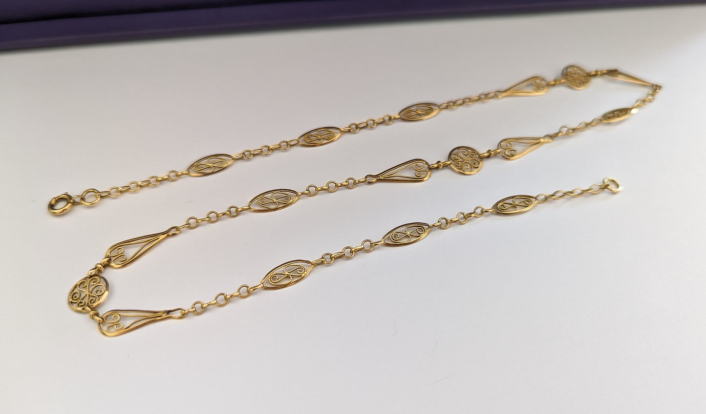 18K drapery Necklace Edwardian chain Antique gold necklace 18K gold chain Gold necklace gift for wife