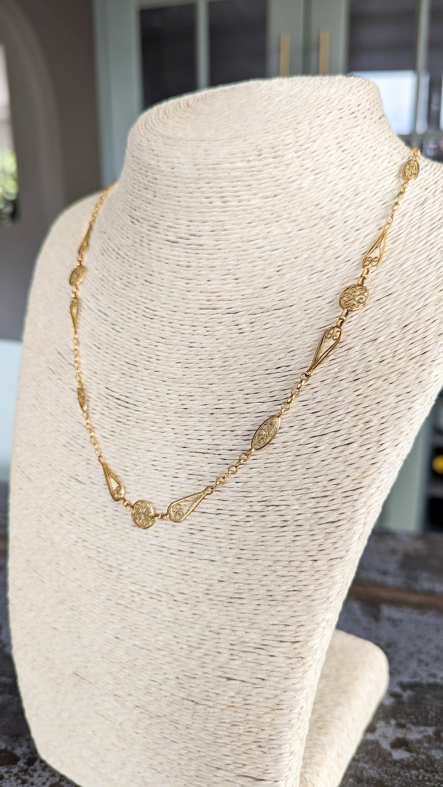 18K drapery Necklace Edwardian chain Antique gold necklace 18K gold chain Gold necklace gift for wife