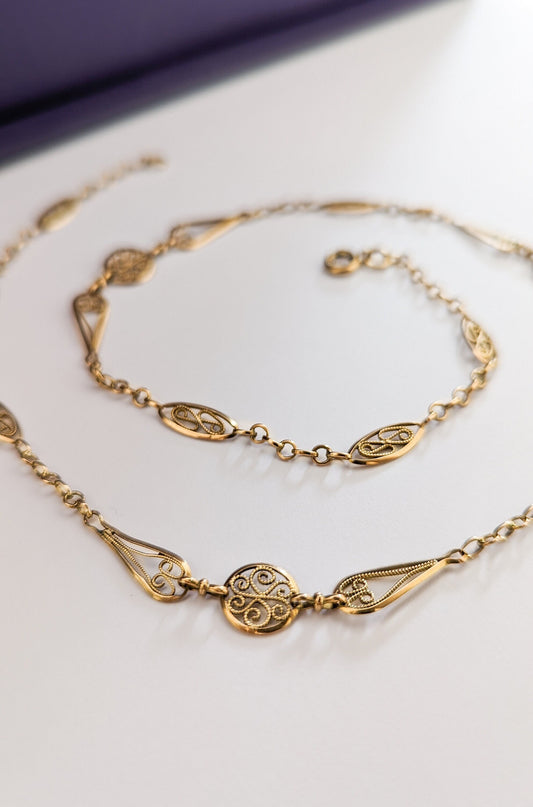 18K drapery Necklace Edwardian chain Antique gold necklace 18K gold chain Gold necklace gift for wife