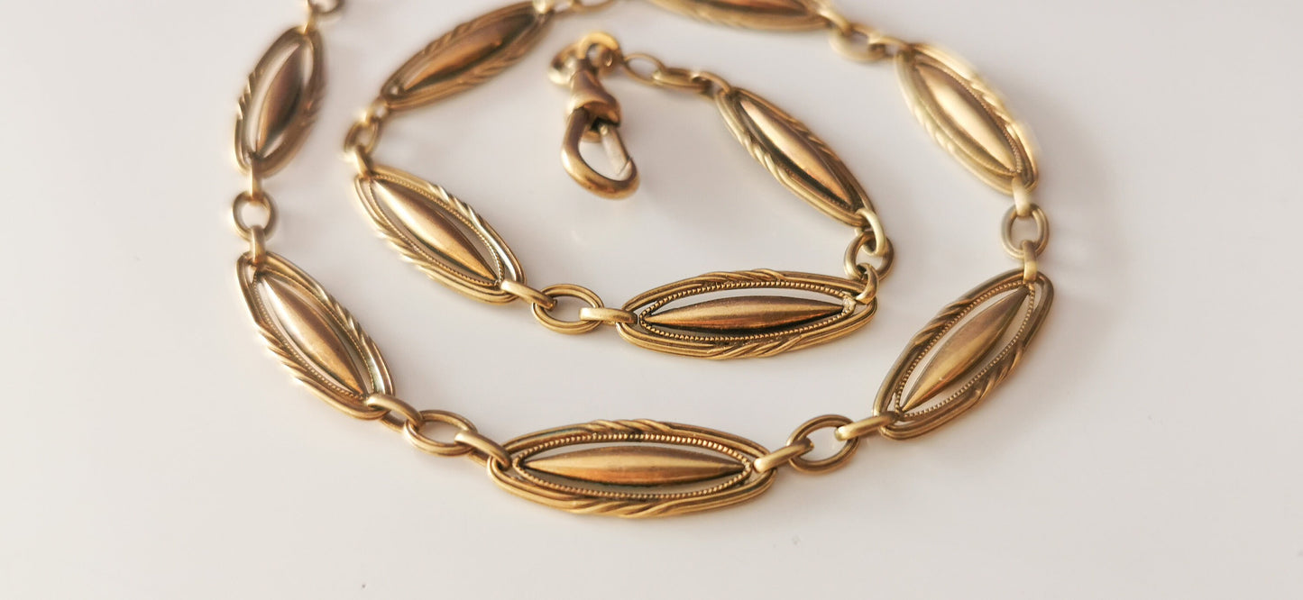 Antique French Gold Plated Albert Watch Chain Antique Bracelet Edwardian bracelet c. 1900s gift for her Vintage gold watch chain