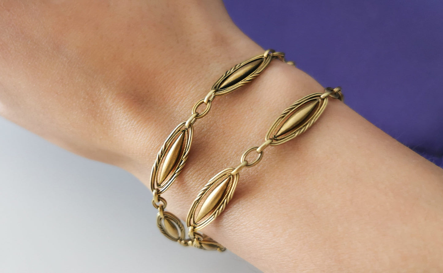 Antique French Gold Plated Albert Watch Chain Antique Bracelet Edwardian bracelet c. 1900s gift for her Vintage gold watch chain