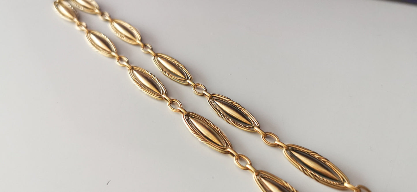 Antique French Gold Plated Albert Watch Chain Antique Bracelet Edwardian bracelet c. 1900s gift for her Vintage gold watch chain