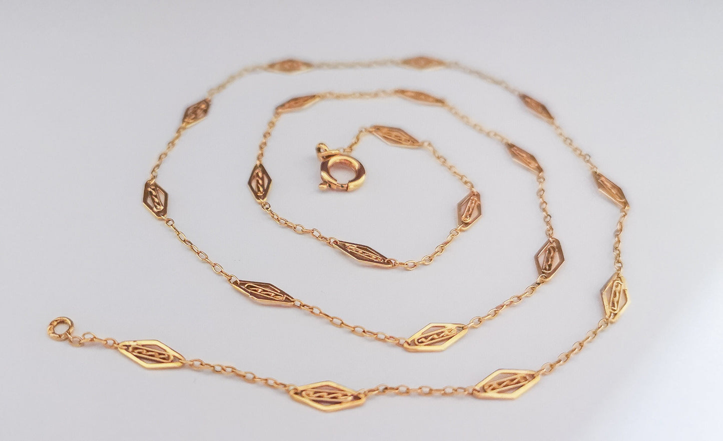 18K Antique Necklace 1900 Antique Filigree gold Chain Gold Necklace Gold Chain gift for wife Antique Necklace gift for her