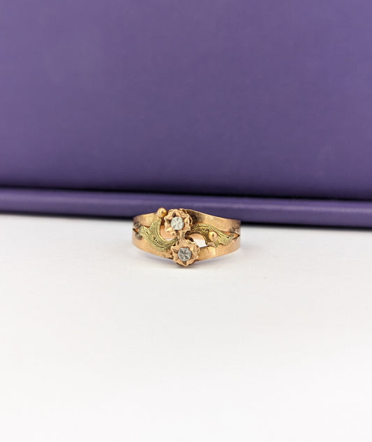 18K Gold Art Nouveau Ring Antique French ring Antique 18K yellow and green gold ring Gift for Her Gold ring gift for wife