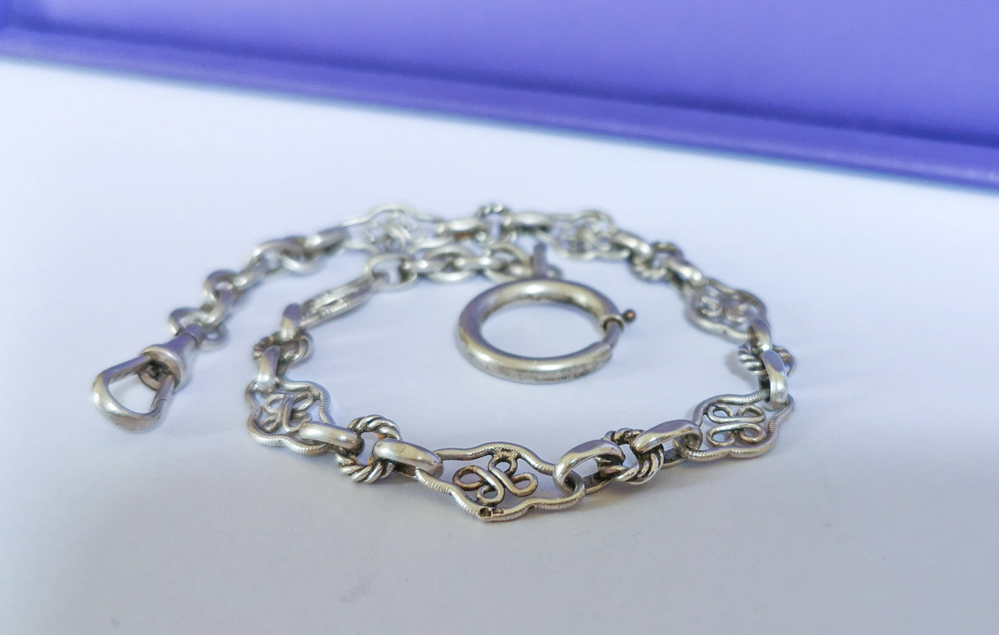 1900 Antique Silver Watch chain Antique Bracelet French silver Filigree Chain Antique Late Victorian Filigree Chain gift for her